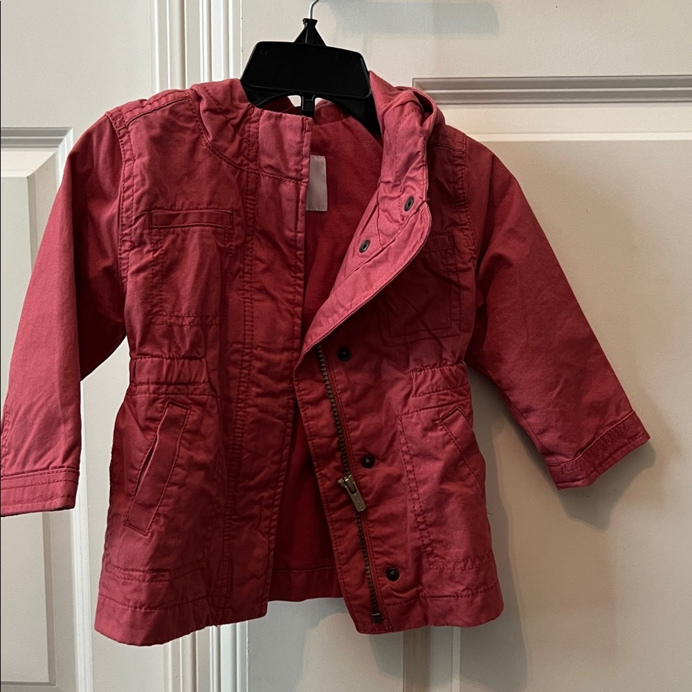 Old Navy Pink Lined Hooded Twill Jacket baby girls size 12-18M